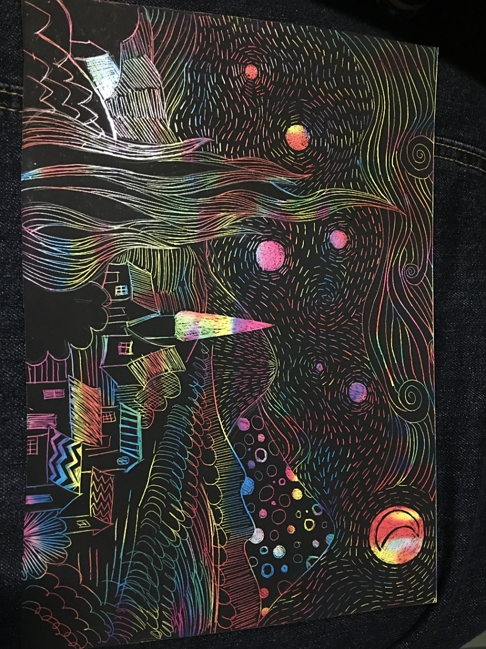 第一次刮画90 想画星月夜但是好像少了内味儿