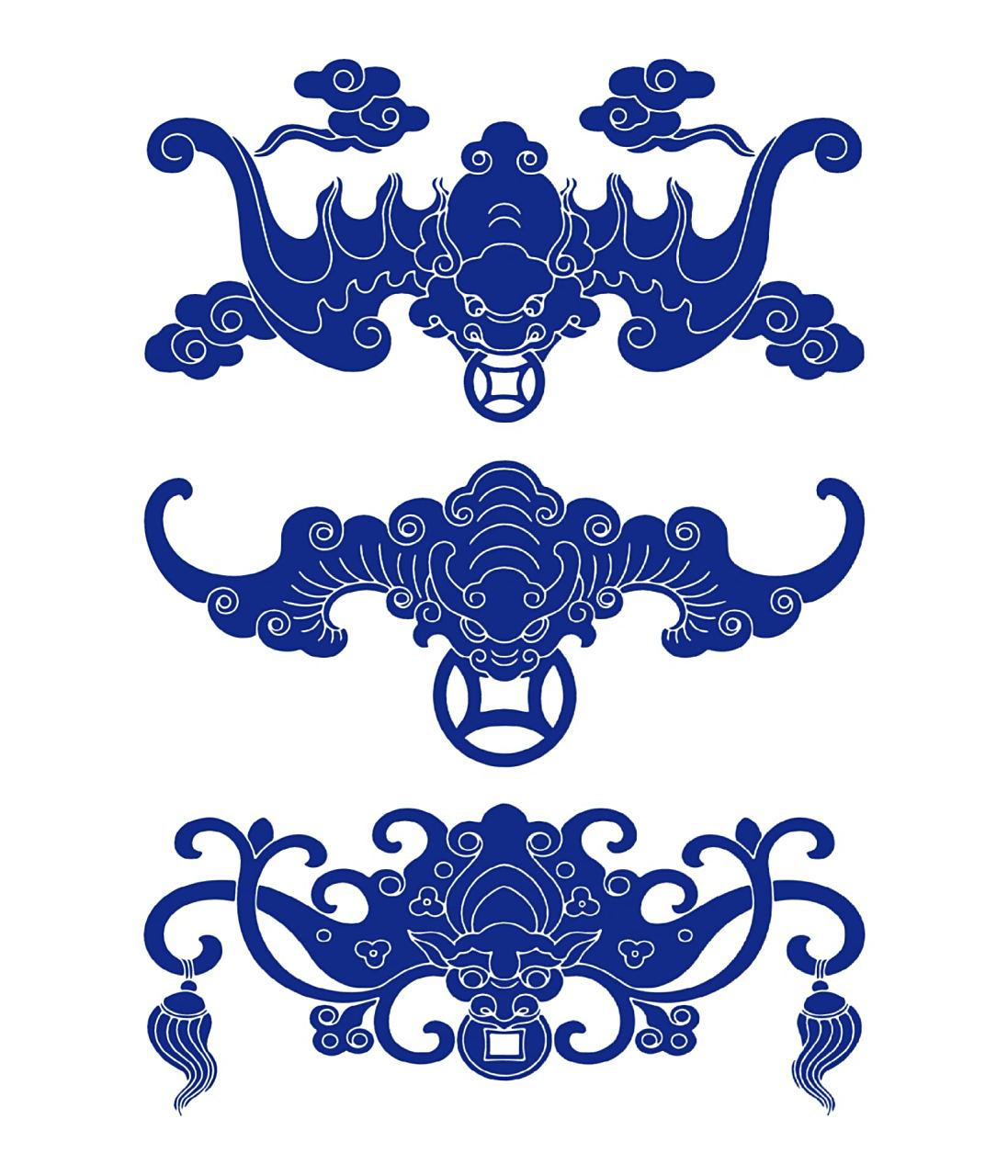 传统纹样图案-蝙蝠纹(七) 09"蝠"与"福"同音,在中国传统装饰艺术中