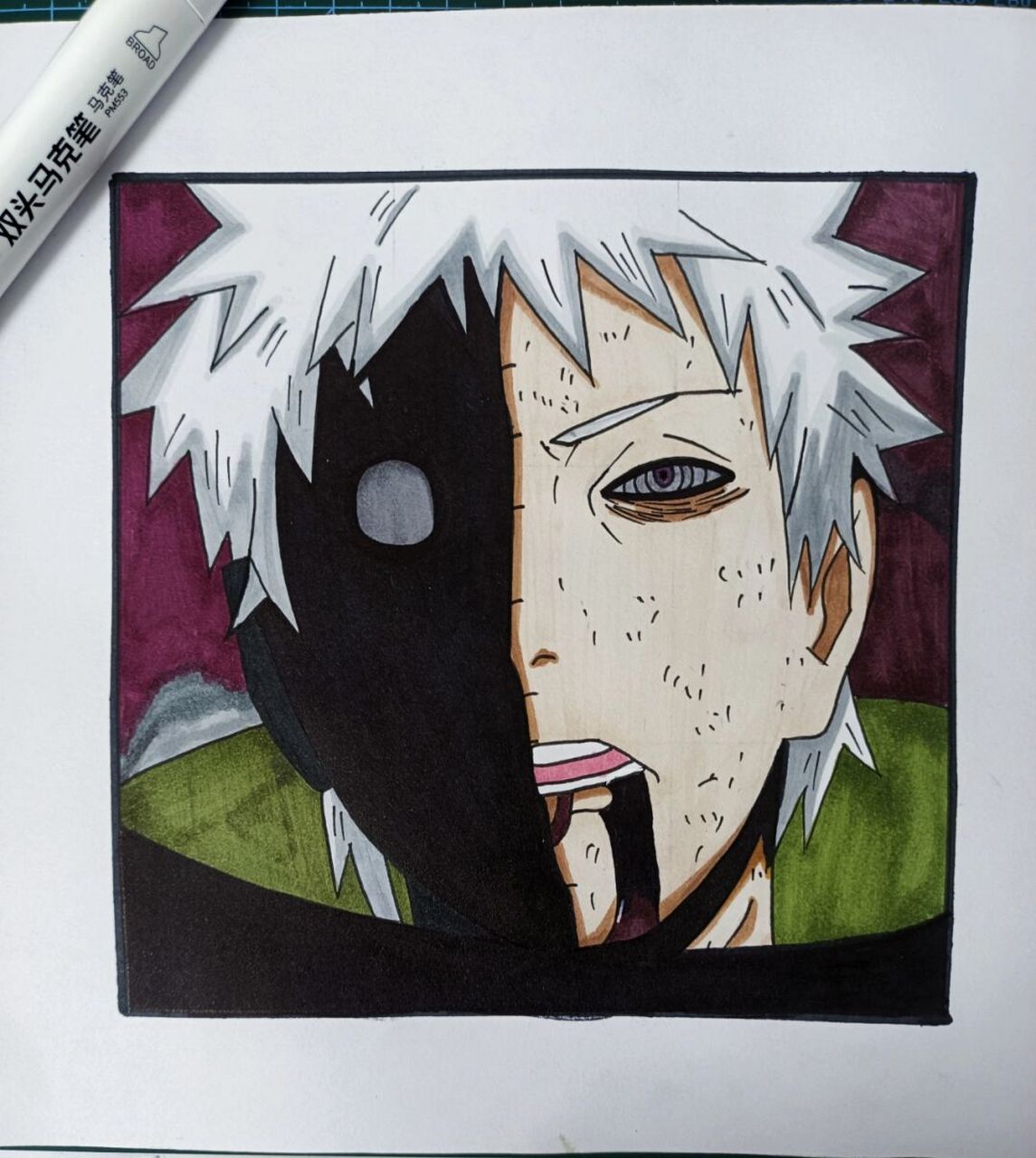 宇智波带土手绘教程#火影忍者##带土# #手绘