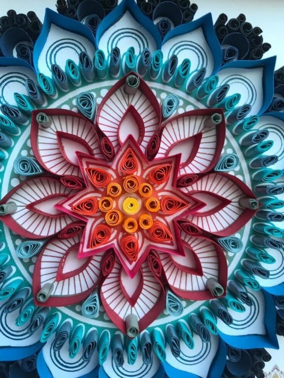 衍纸作品分享|曼陀罗衍纸艺术画鉴赏 神奇的曼陀罗图腾衍纸艺术, 旋转