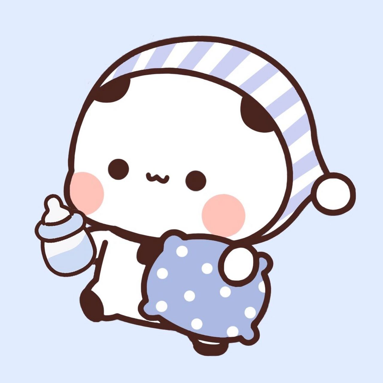 一二布布睡觉觉头像 我们可爱的一二布布小宝贝 抱着小枕头和小奶瓶回