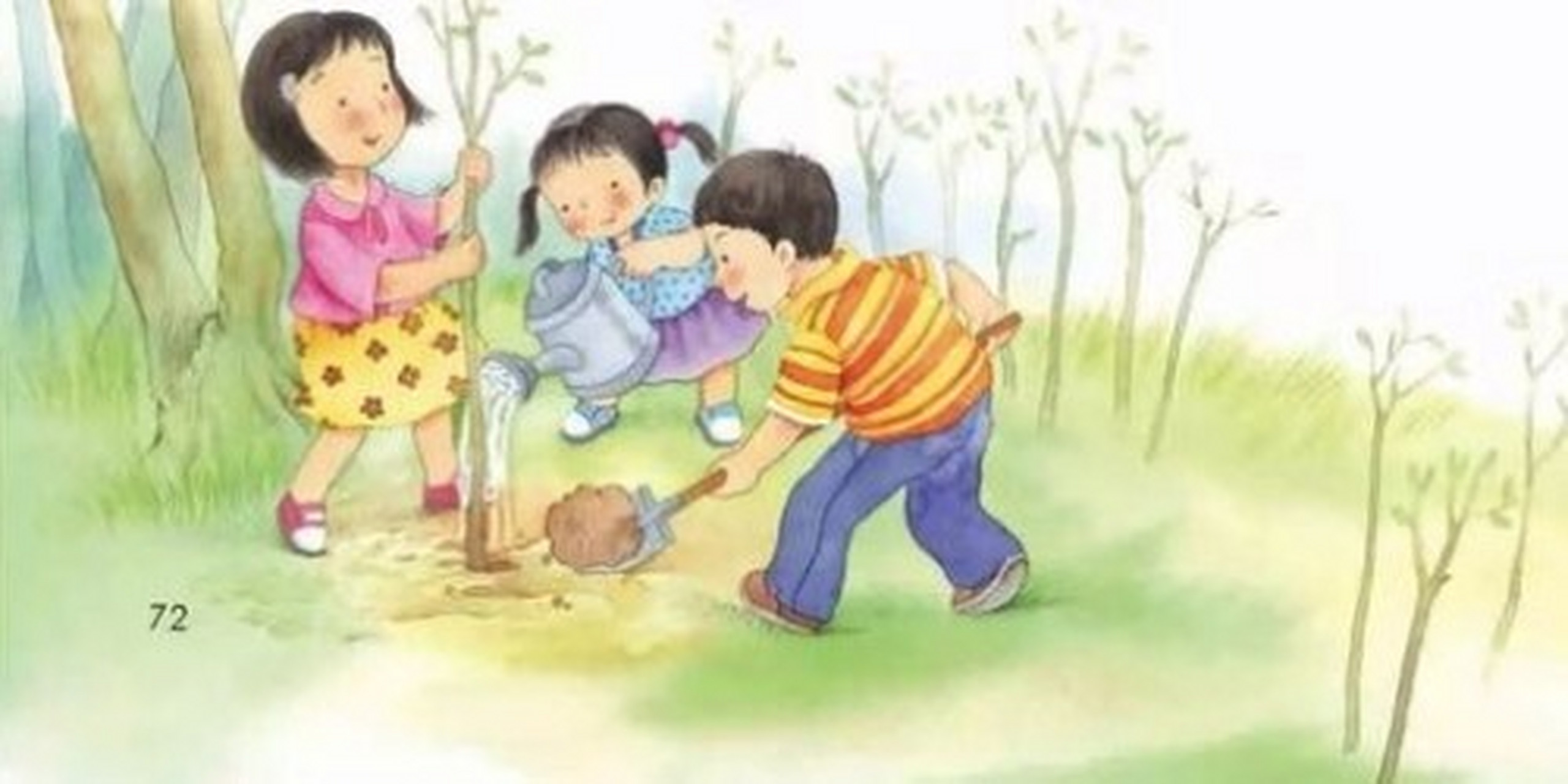 看图写话 《植树》一二年级写作 3月12日这一天碧空如洗,万里无云,真