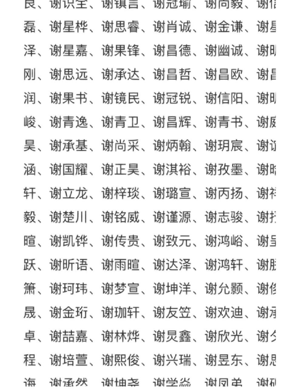 谢姓男孩儿名. 谢姓男孩儿名.