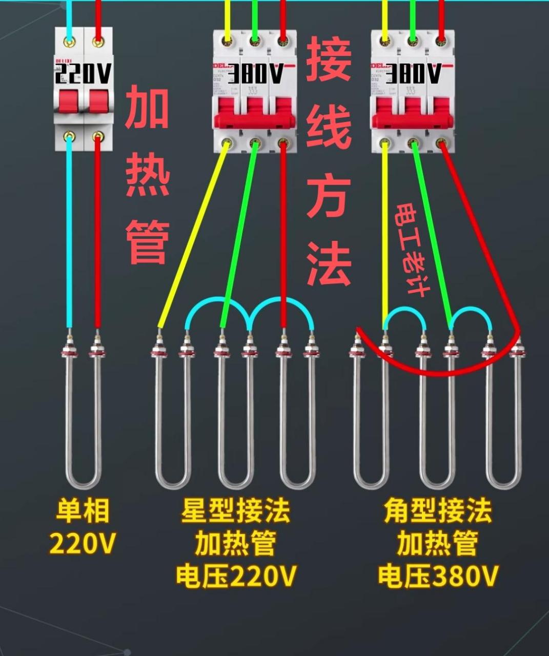 220v发热管接线图图片