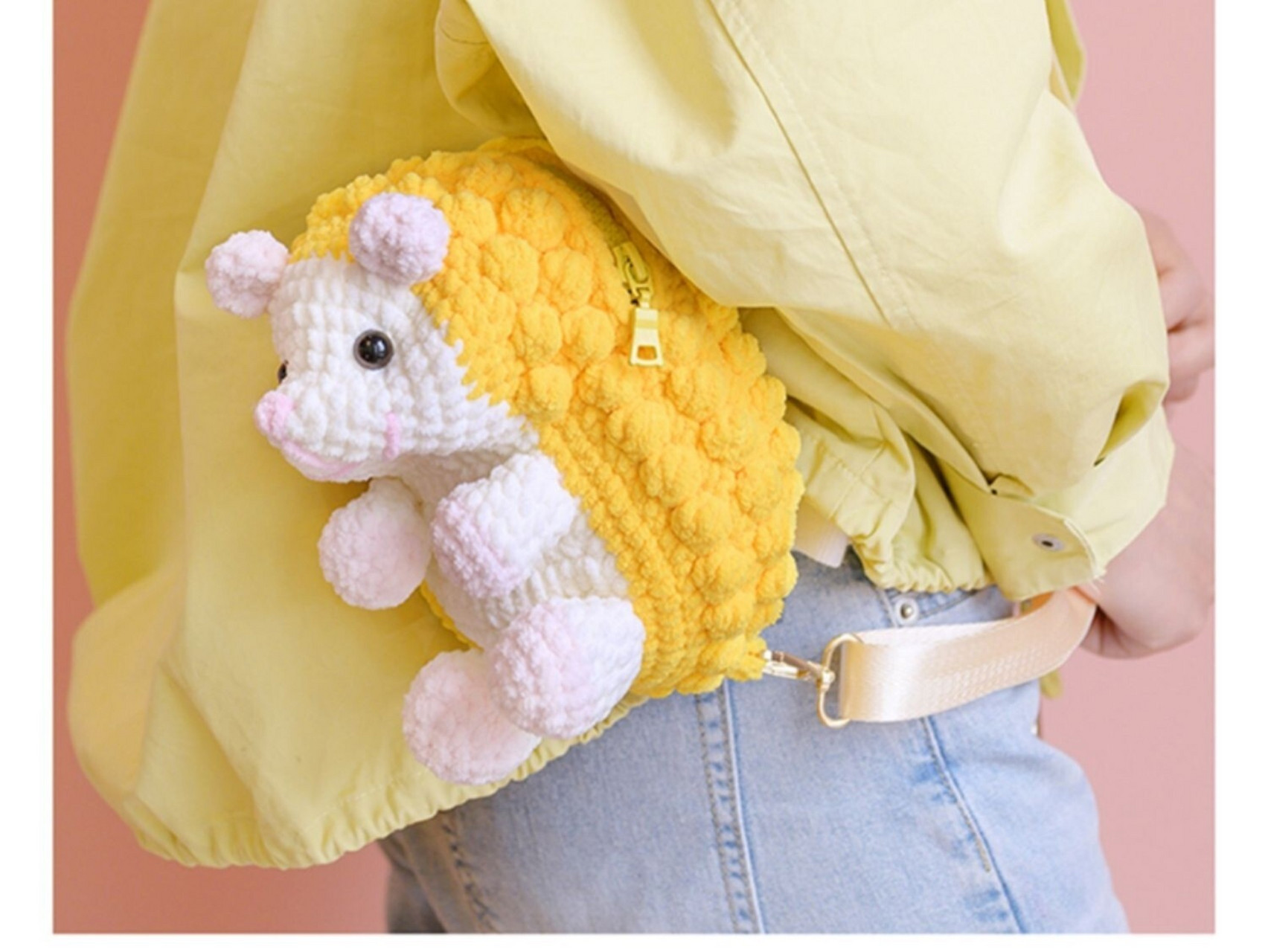 钩针软萌刺猬02包包【附图解】 编织小屋这款小刺猬包太爱了,必须