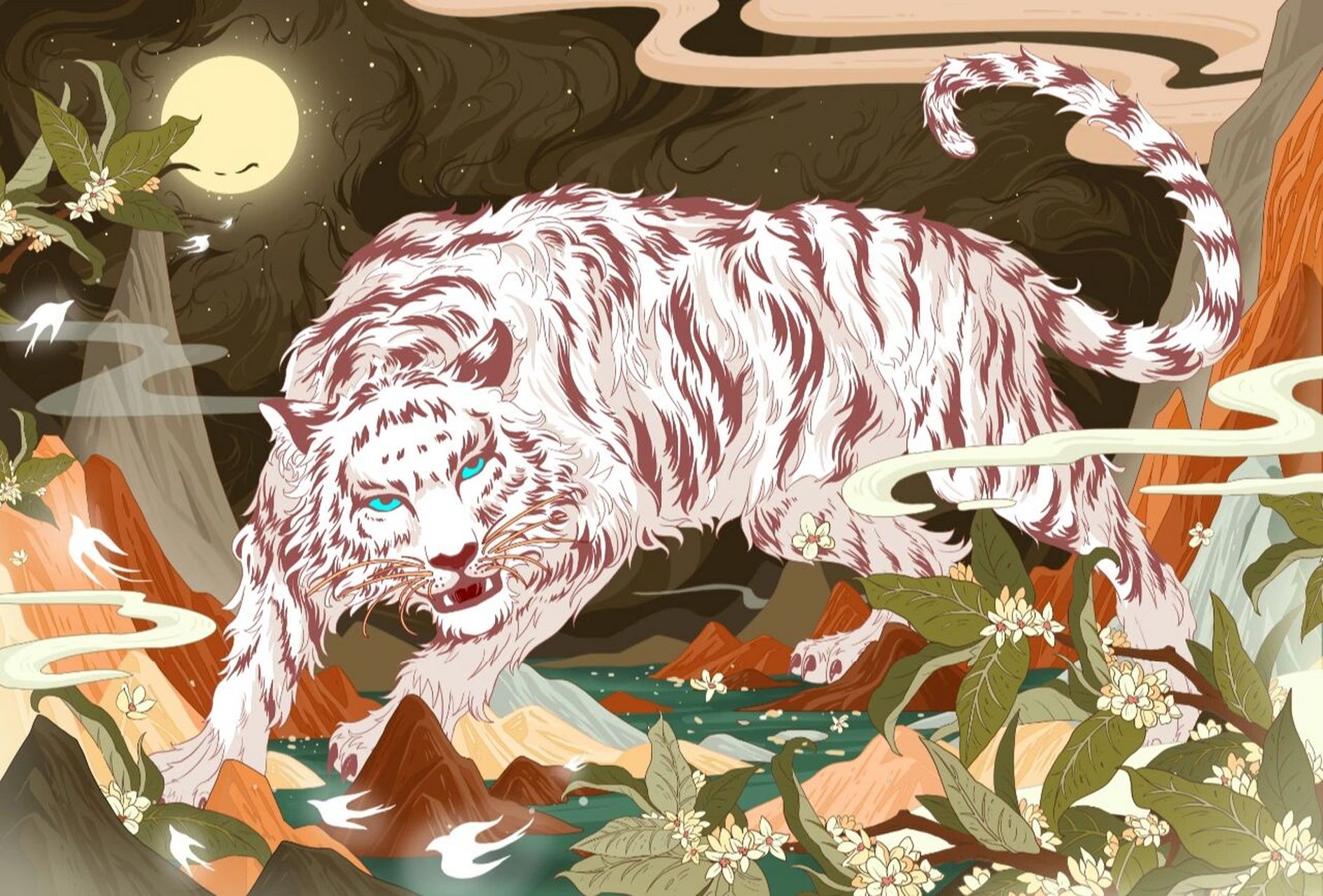 【国潮插画】四大神兽 绘画工具:ipadpro/手绘屏 创作灵感:四大神兽