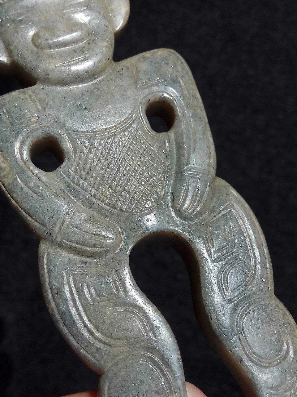 高古玉 商周玉器 老和田青玉 圆雕立姿玉人 【玉人】1388 西周  玉人