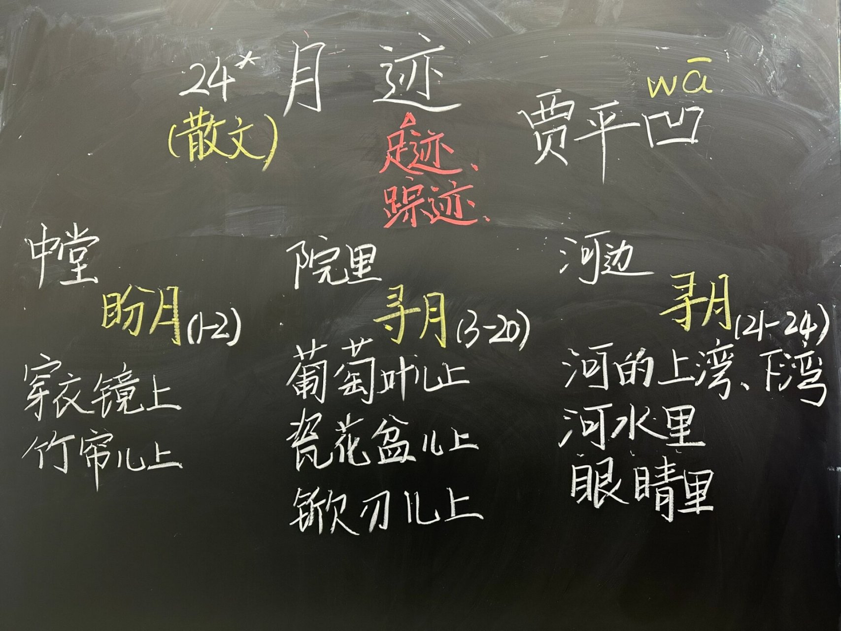 五上24课《月迹》课堂板书 #语文# #五上语文# #月迹