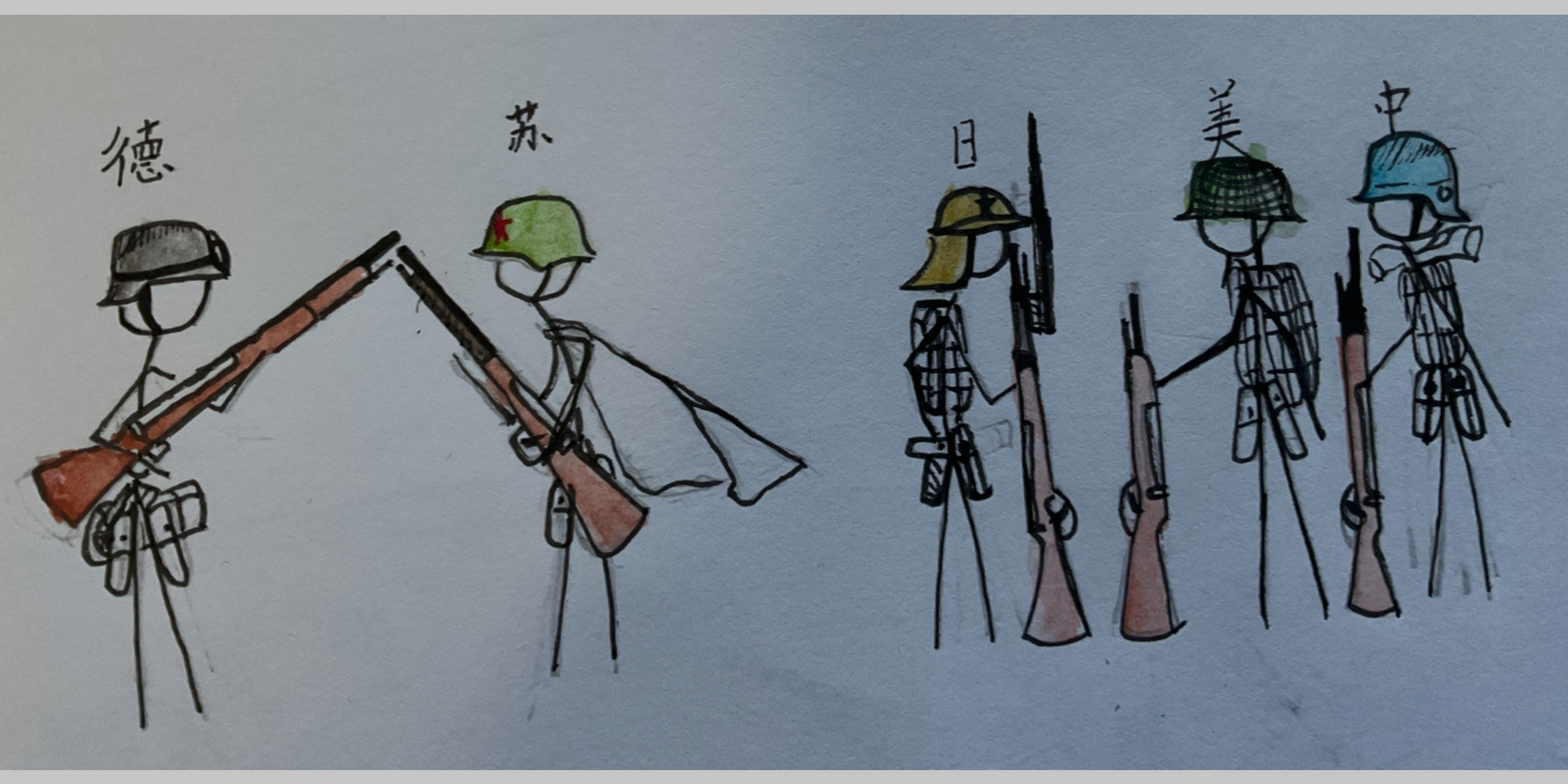 二战英国士兵简笔画图片