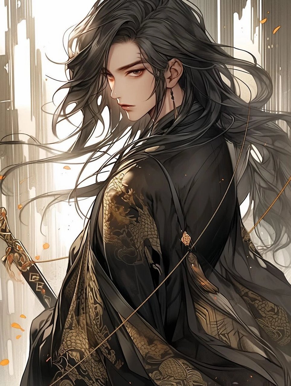 古风美男|黑发持剑
