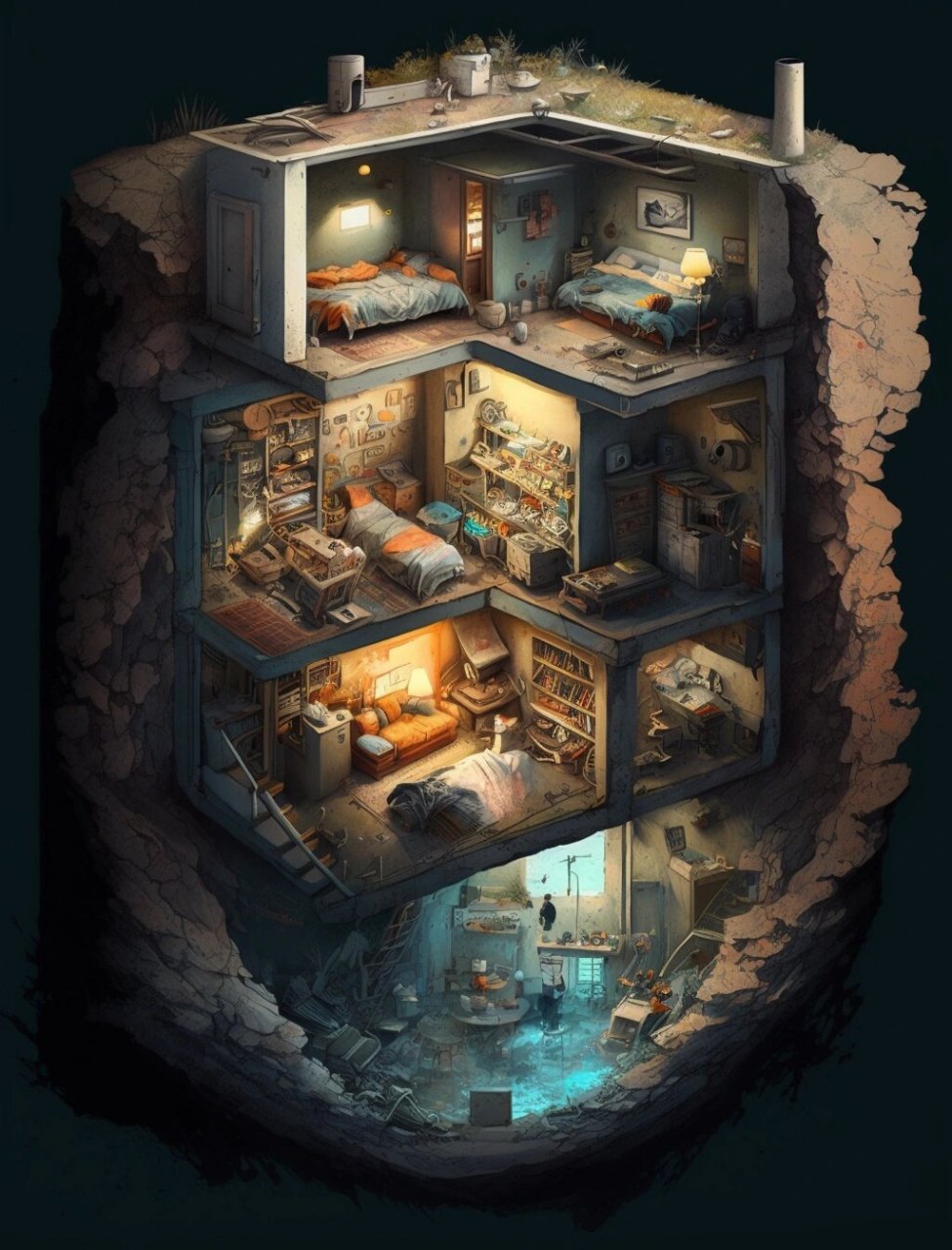 设计末世地下避难所,让你苟活30年90 点赞加关注宅博士军哥,装修带