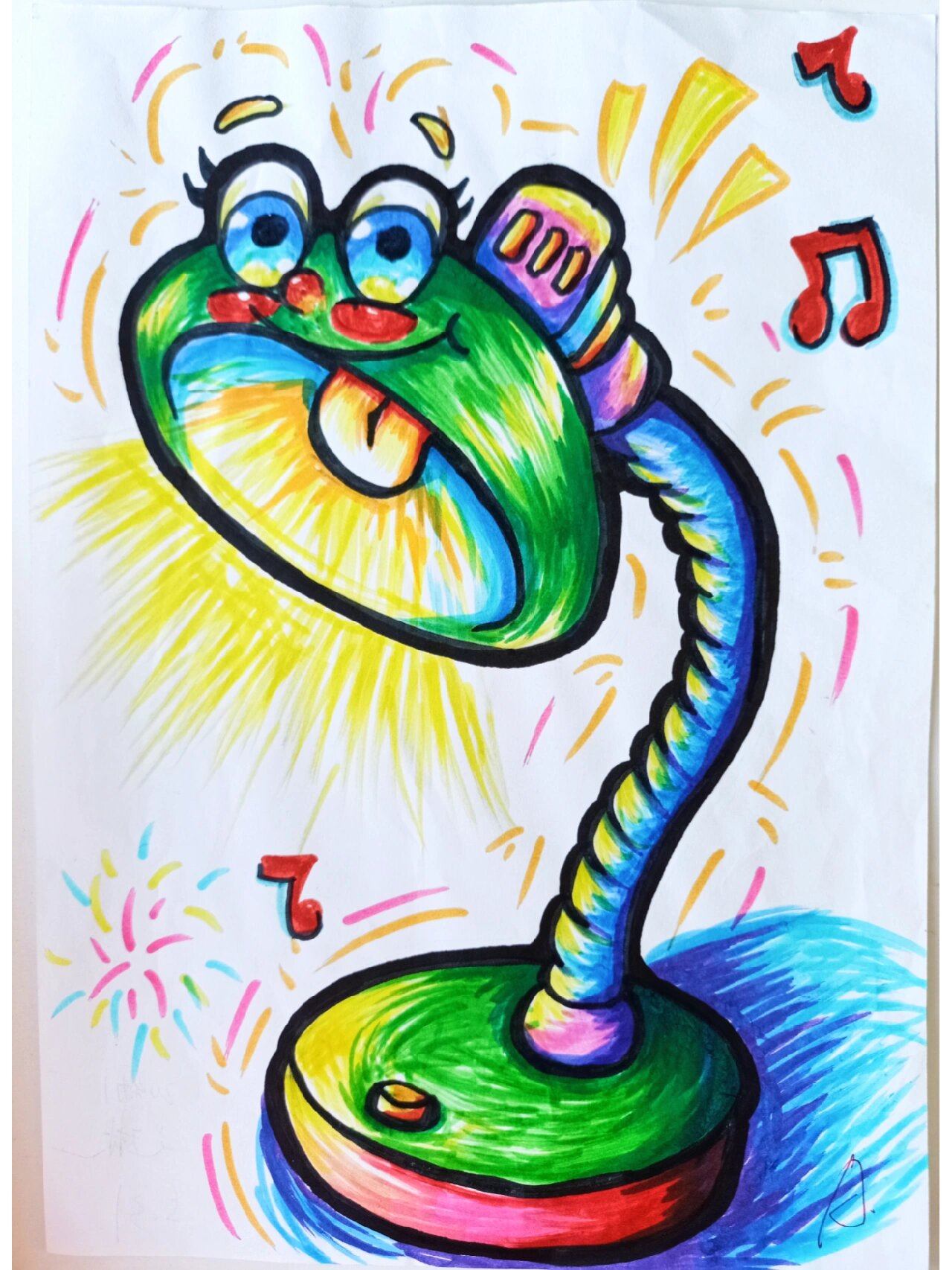 《台灯》95 92命题画拟人 十二色西瓜太郎彩笔画96 9696