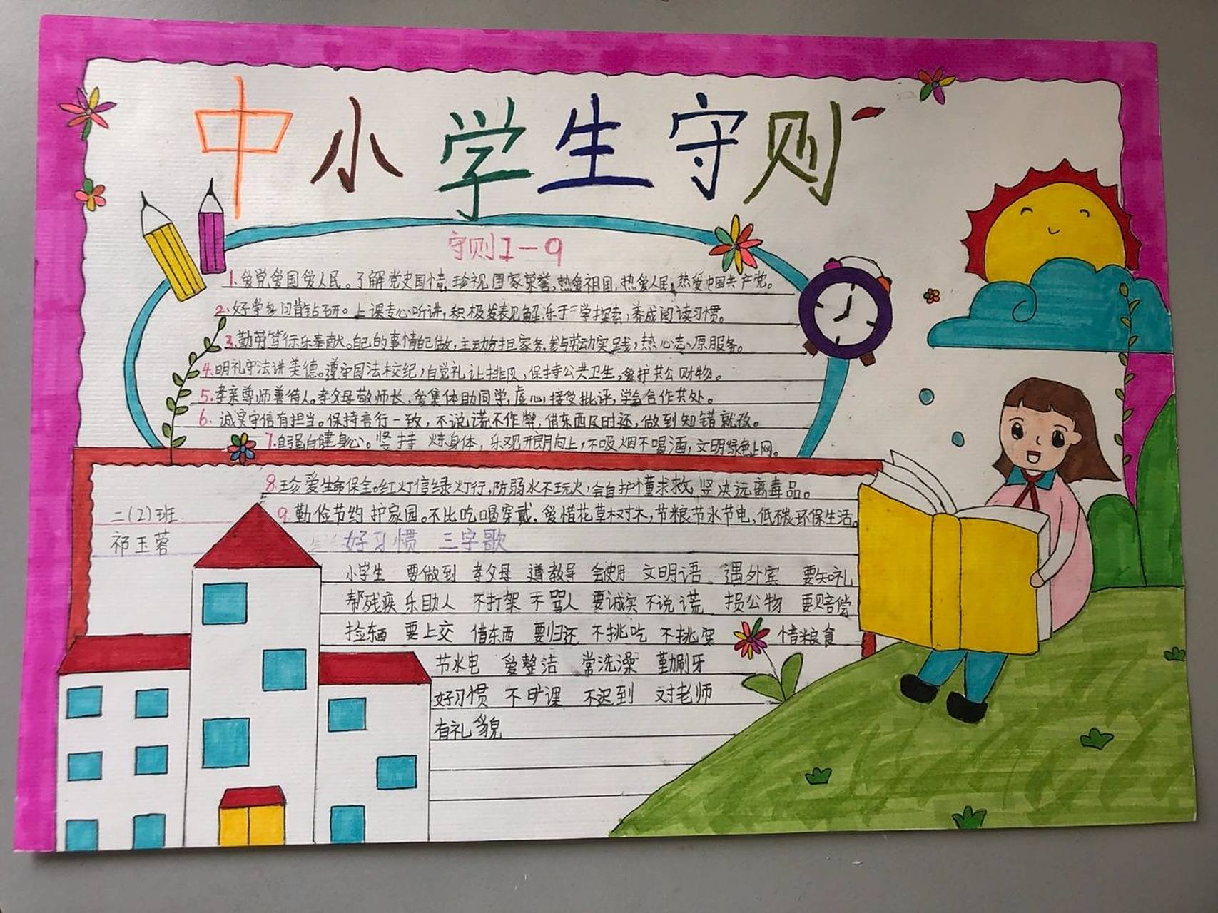 主题《中小学生守则》手抄报 主题《中小学生守则》手抄报