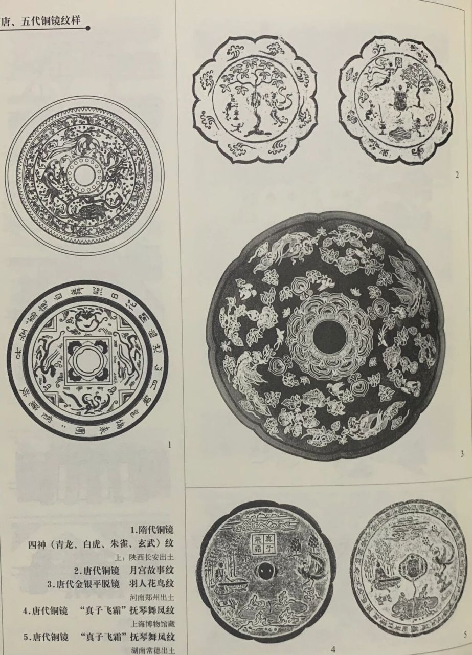 隋唐五代銅鏡紋樣1 8215銅鏡紋樣 魏晉南北朝前期,銅鏡紋樣主要