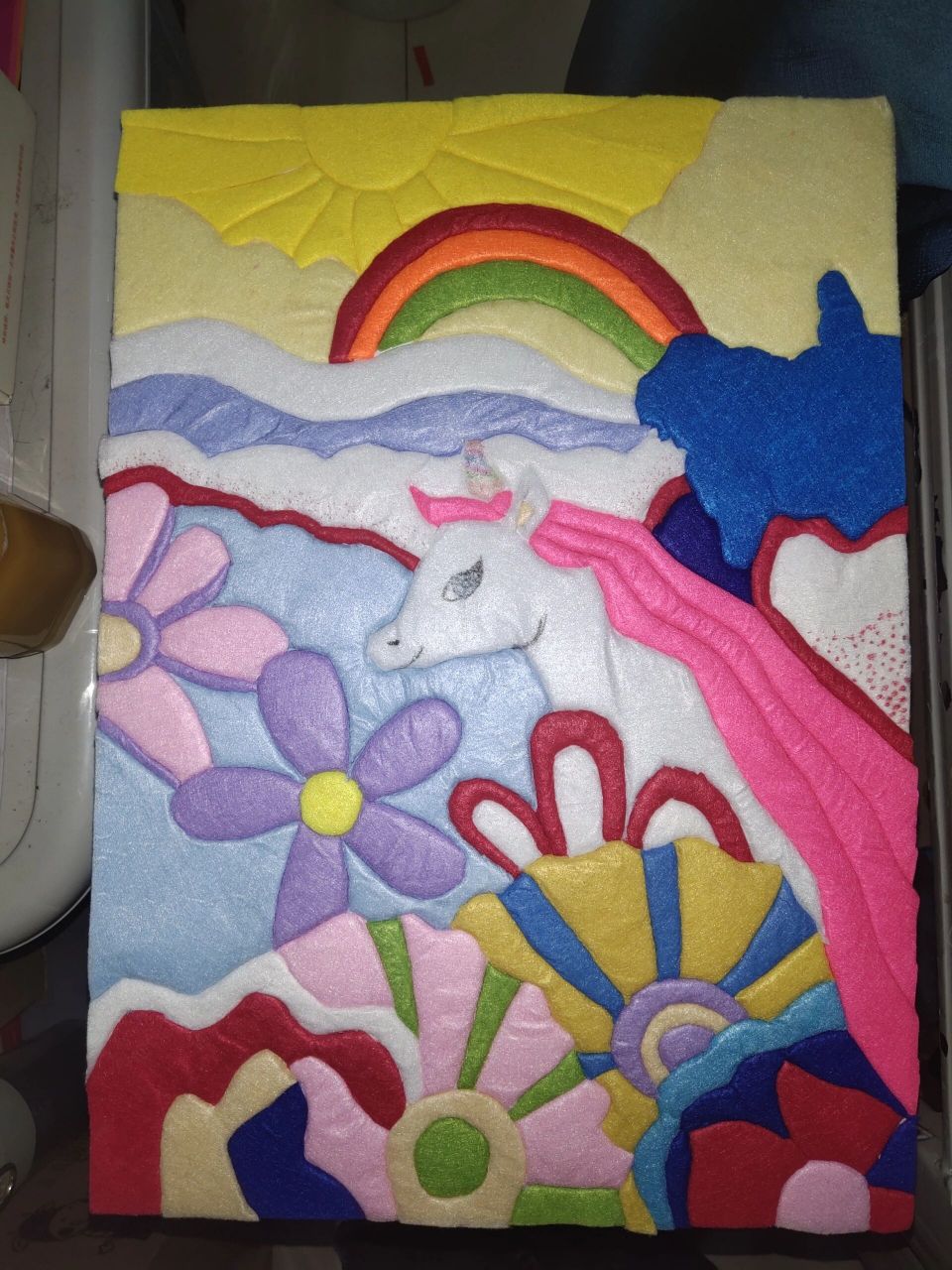 布嵌画,是照着别人的图做的 学前作业真废人,塞布手都磨出泡了