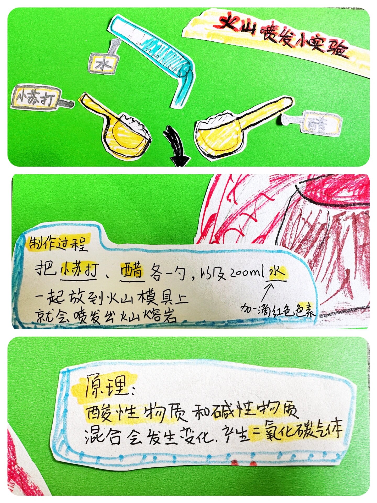 火山🌋喷发小实验 🧪火山喷发小实验,制作简单,孩子爱玩～周末