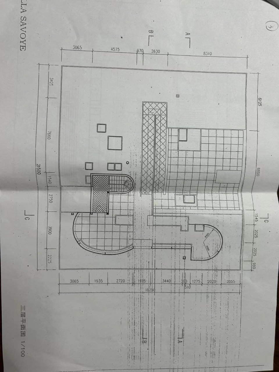 萨伏伊别墅模型图纸(大全)99 萨伏伊别墅模型图纸 一层平面 二层