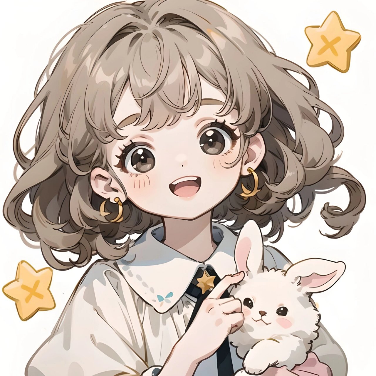 抱着小兔子的可爱女生头像|卡通q版 #可爱头像# #动漫女生头像# #好看