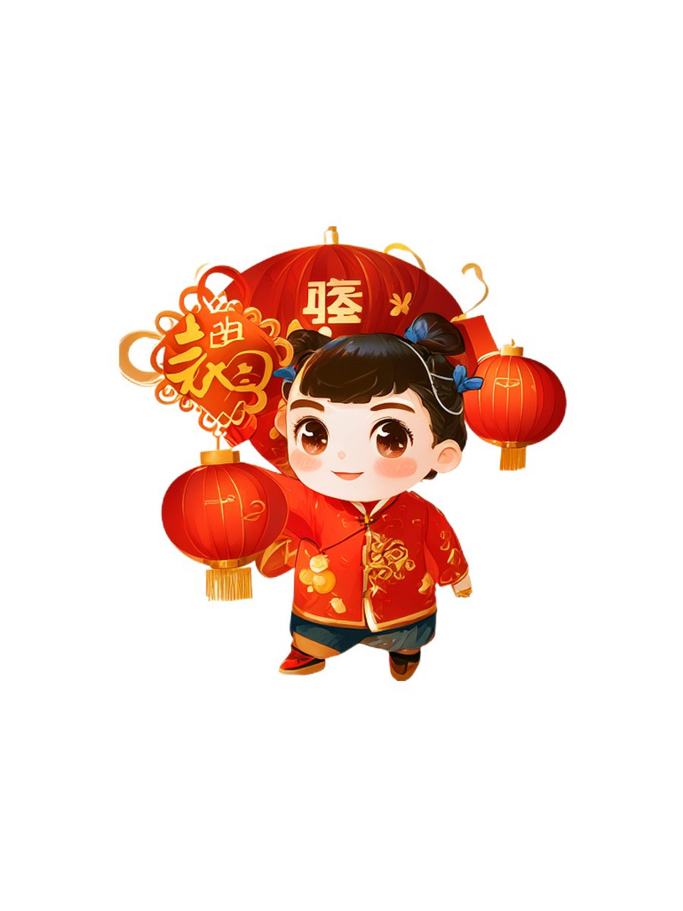 春节主题动漫人物 具有春节传统文化特色的动漫人物, 他的形象充满了