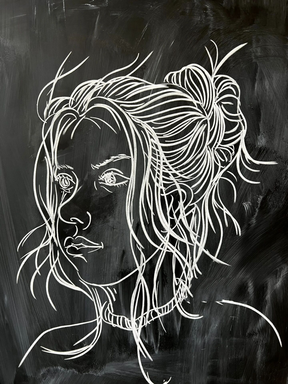 粉笔画～《画人像》 压力太大时,找父母朋友,想说就说,想哭就哭,倾诉