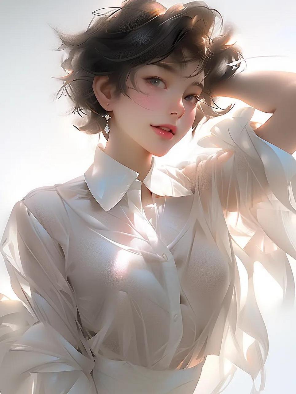 ai出图【短发】咒语 elegant posture, elegant short