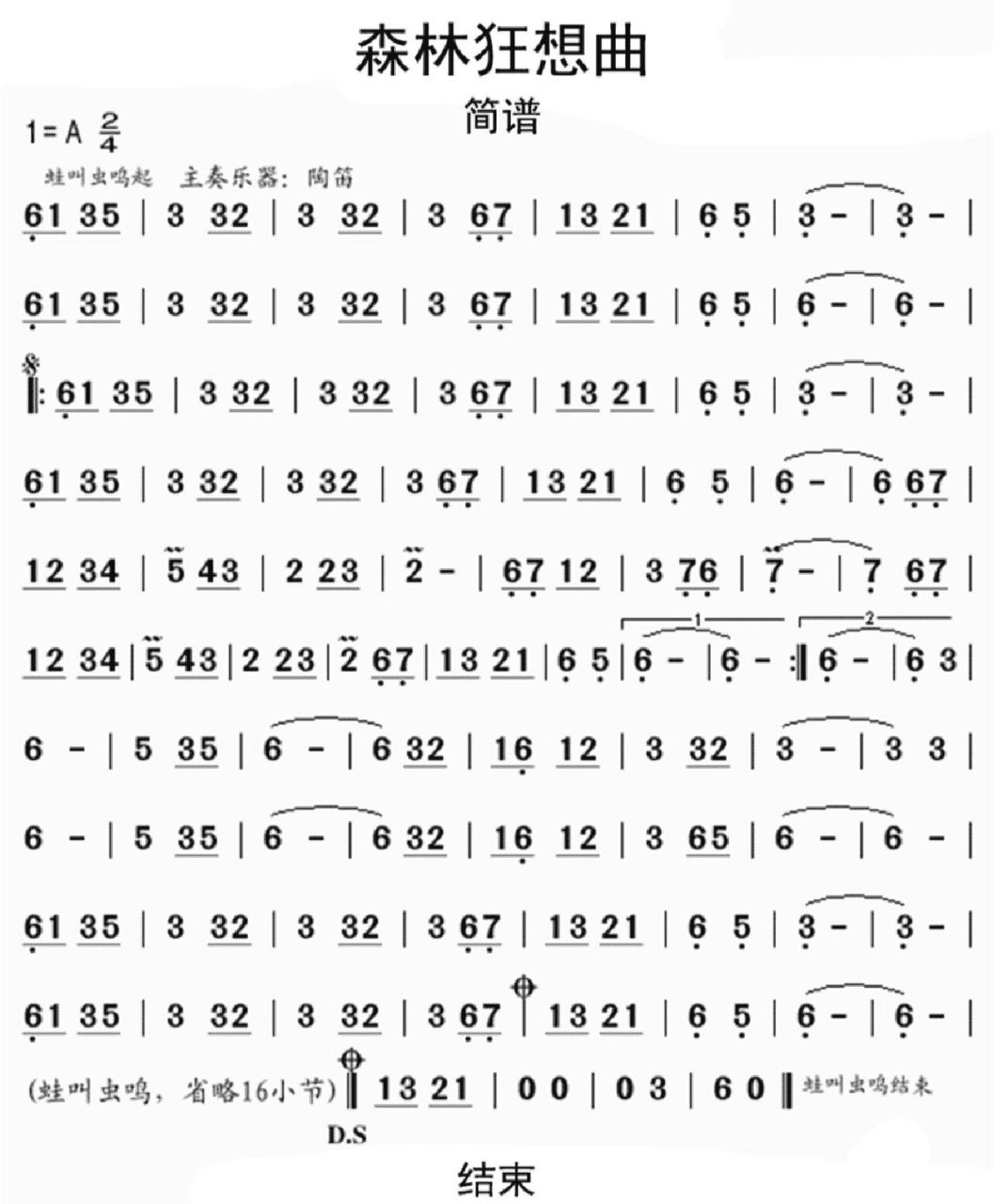 简谱《森林狂想曲》