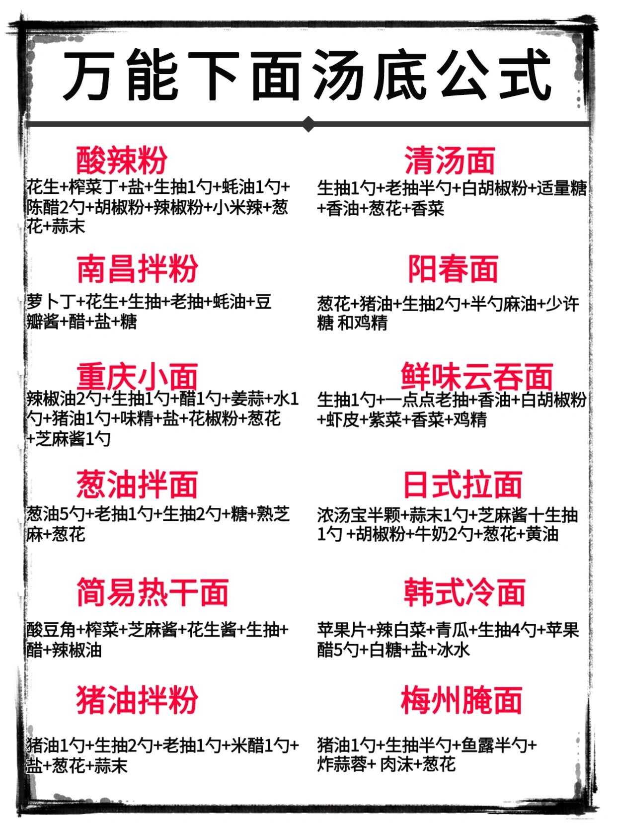简单又好吃的面条汤底配方大全