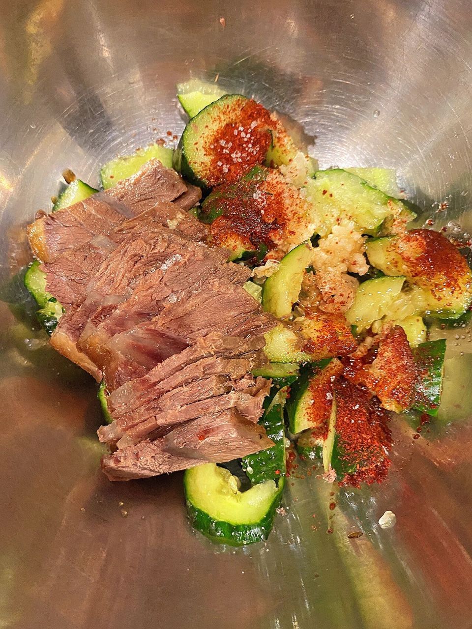 97低卡凉拌菜黄瓜牛肉  91万能凉拌汁蘸汁 做法很简单 酱牛肉切