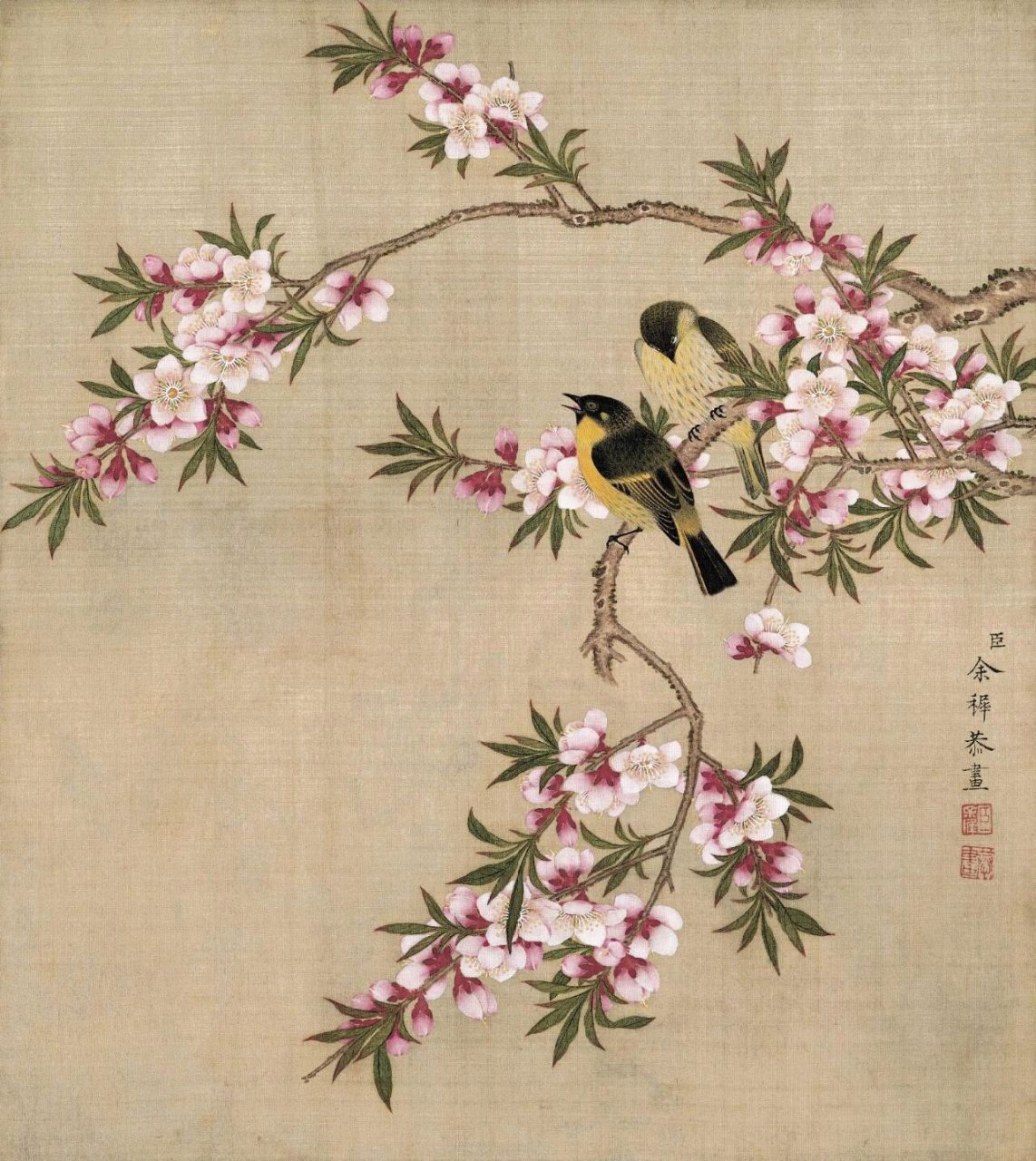 余穉《花鸟图》 名称:花鸟图册-1 创作者:余穉 创作日期:清代 实际