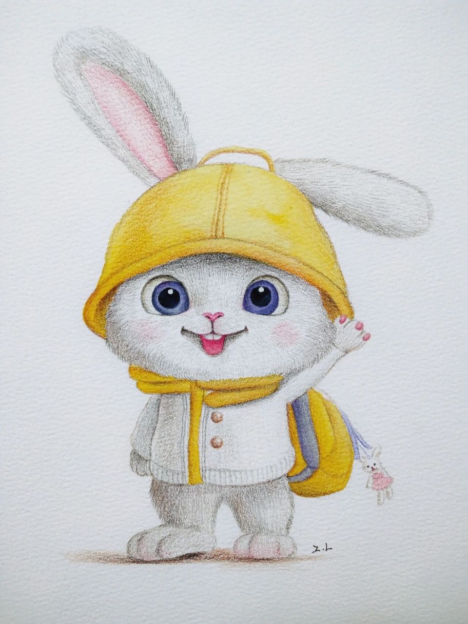 92:hi~ 彩铅小兔子77步骤图949494 今天又画可爱小兔子啦!