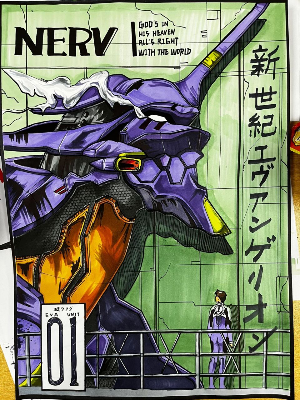 初号机手绘 初号机真的嘎嘎帅啊! 手残画了10个小时终于摸出来了