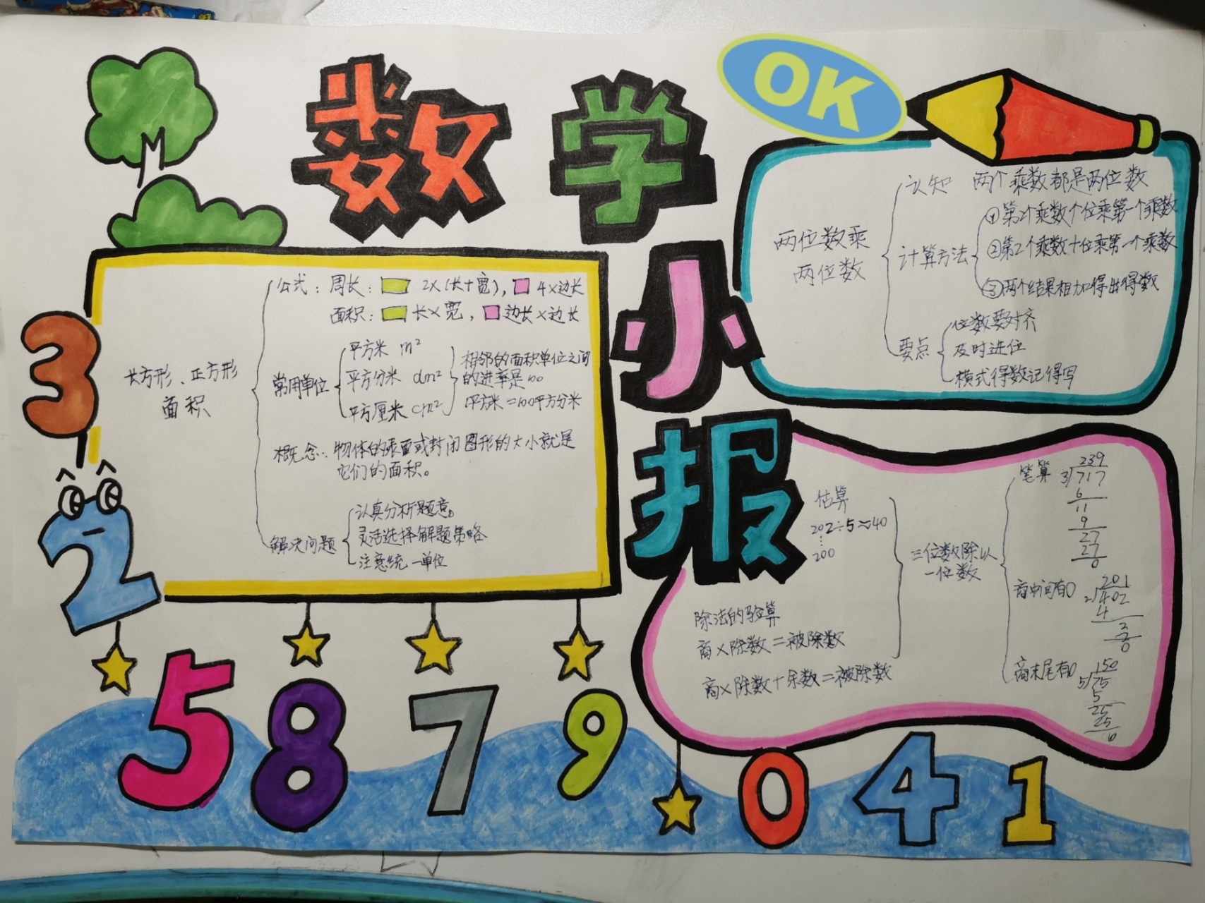 三年级下册半期数学小报 结合多人的手抄报内容,总于把三年级下册半期