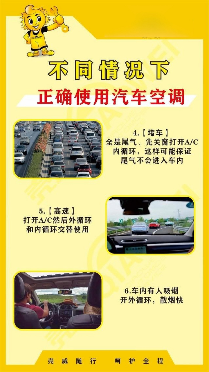 不同季节,不同天气,使用空调口诀: 夏:开ac和内循环,制冷效果快 冬:关