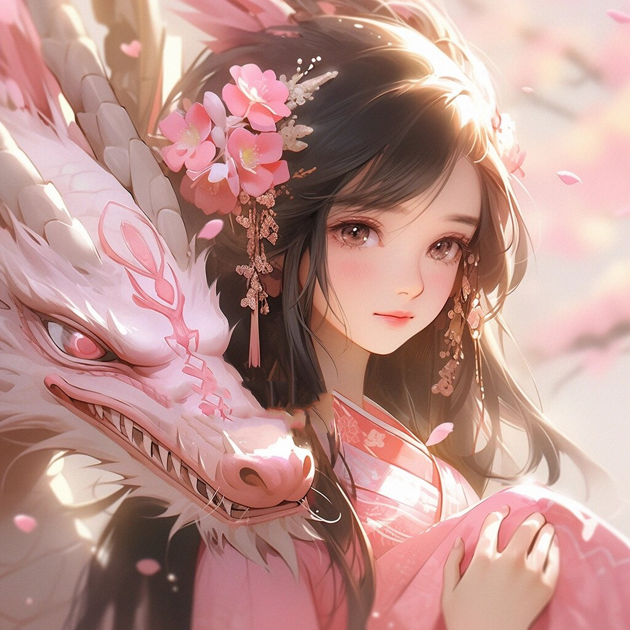 女生头像|粉色系龙族少女,龙年吉祥行大运 祝大家元旦快乐,一年更比