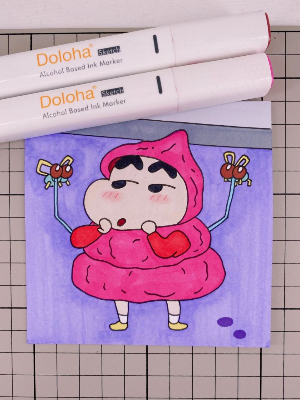 第292幅|蜡笔小新卡通画,马克笔画.附步骤图