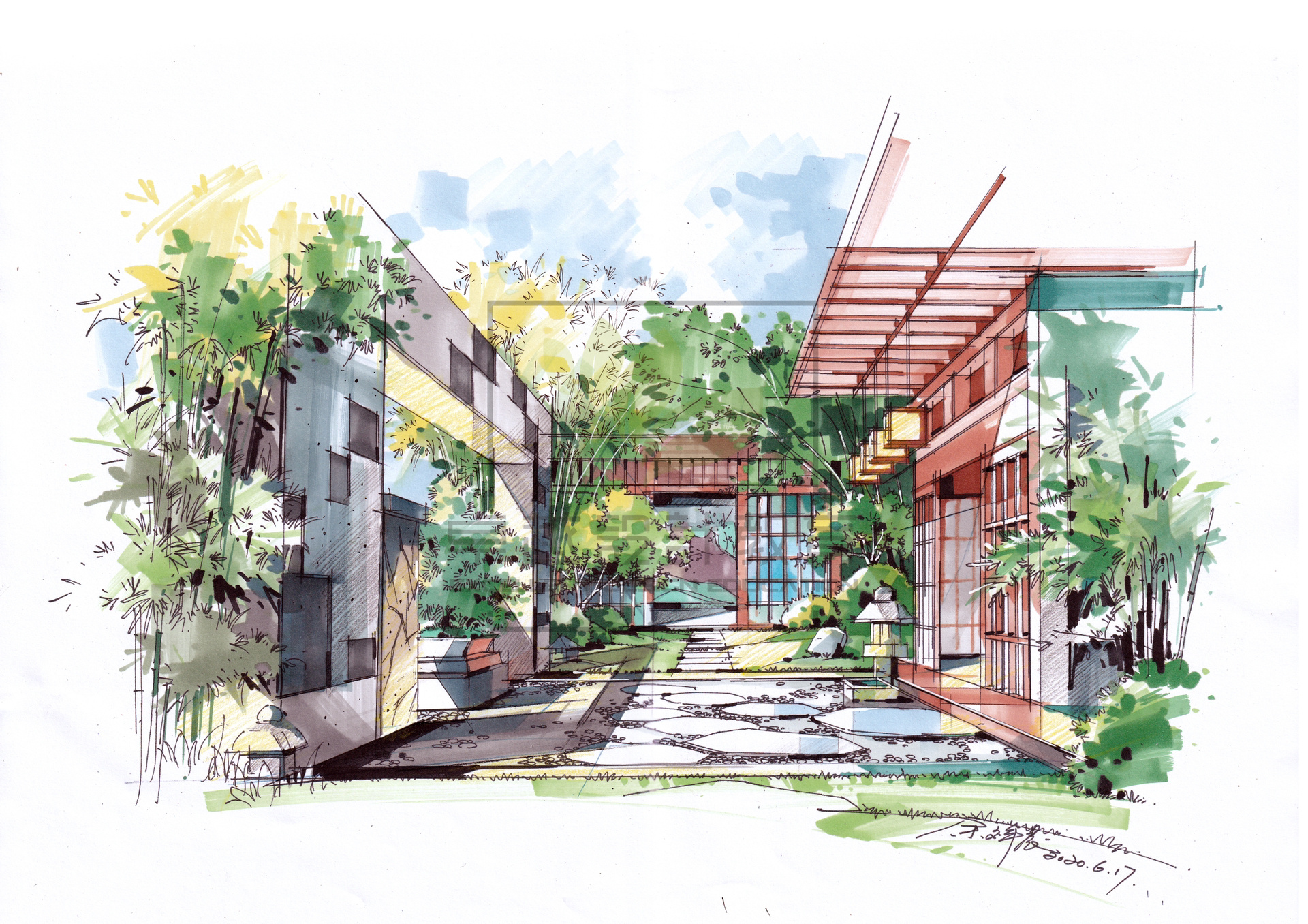 92环艺必备【室外场景效果图】90练起来环艺人 92景观手绘效果