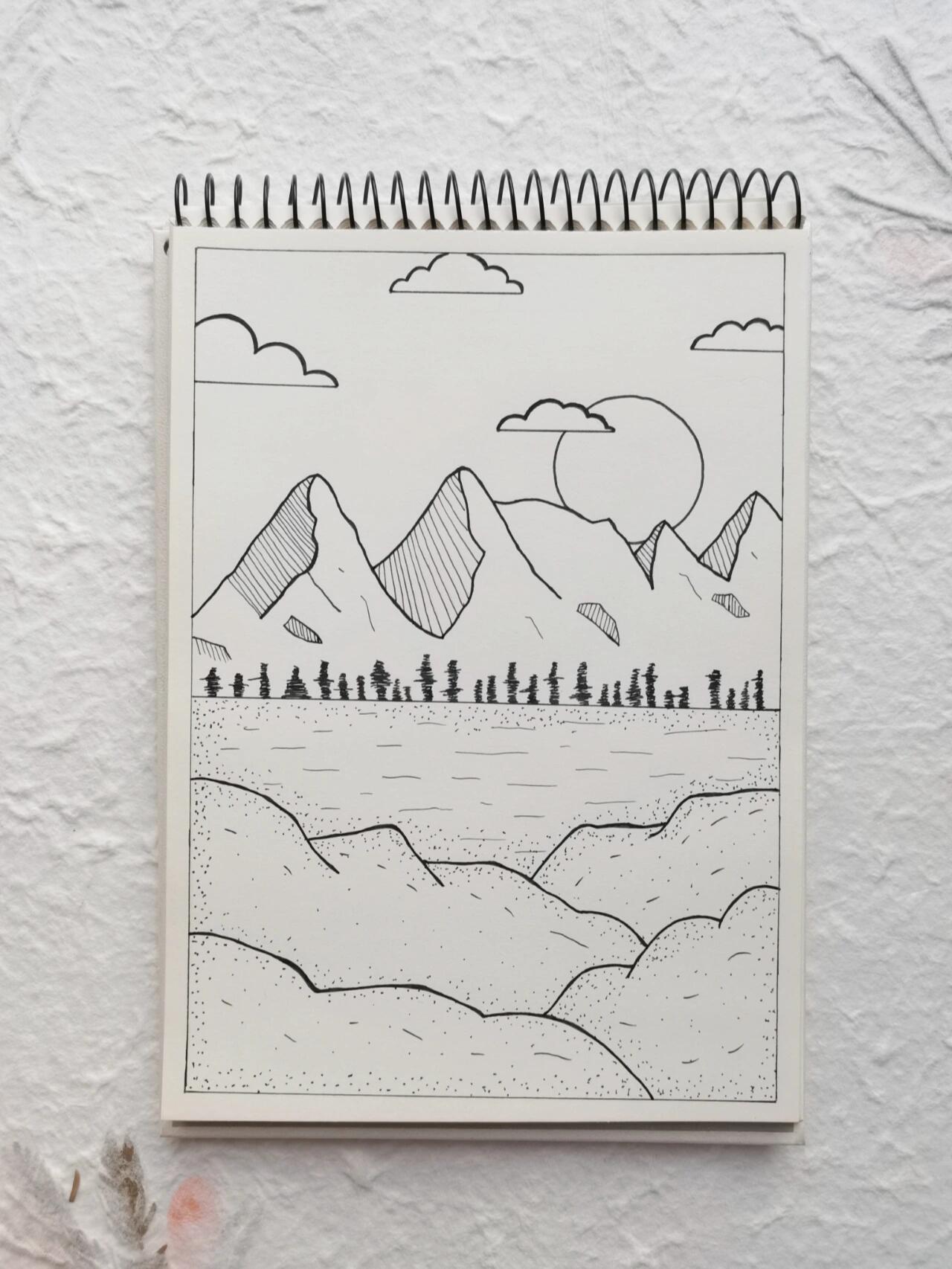 黑白风景简笔画系列❶