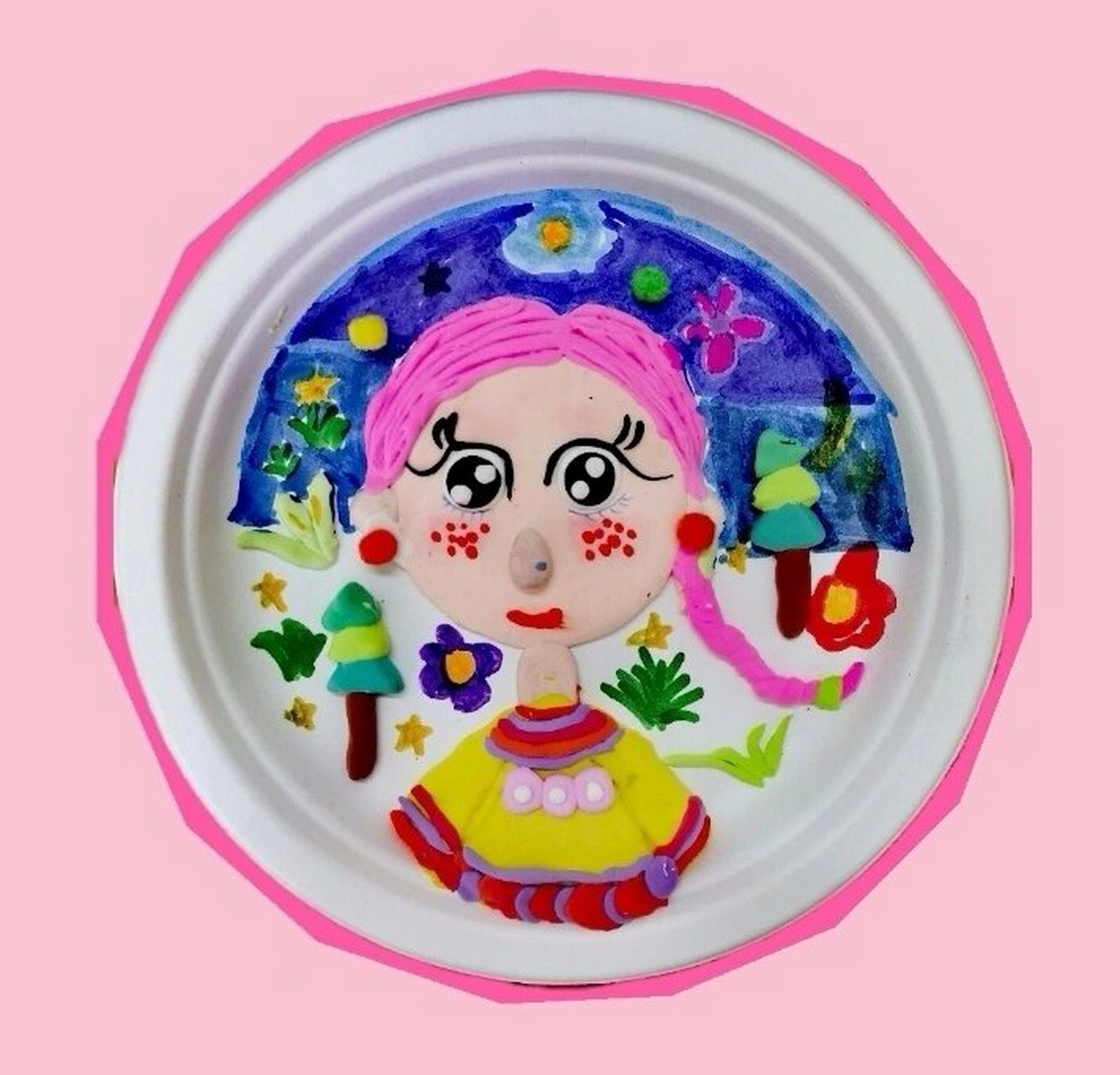 纸盘人物 儿童画粘土手工(纸盘人物)