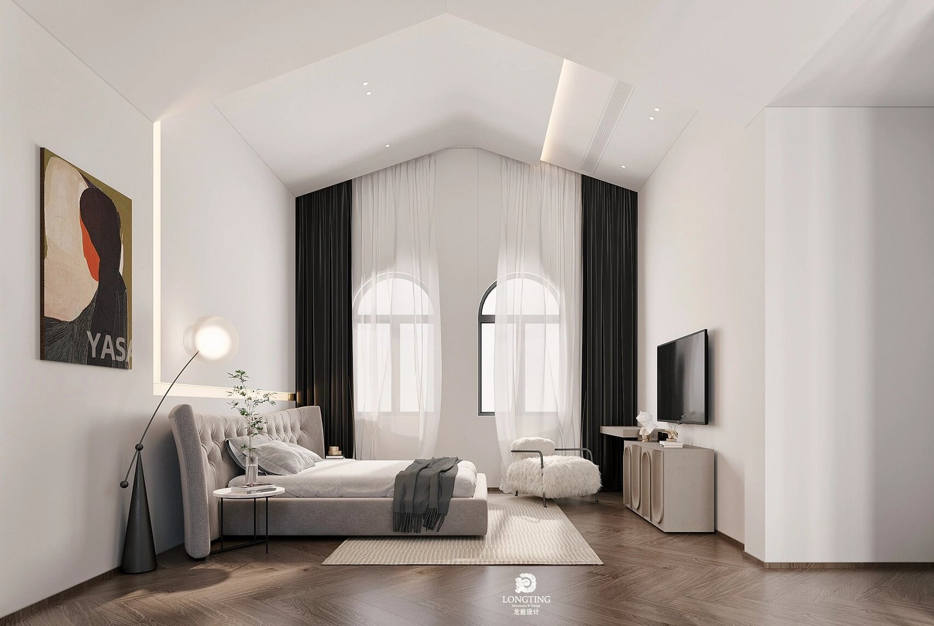 排屋斜屋顶现代风卧室分享 | 人字顶