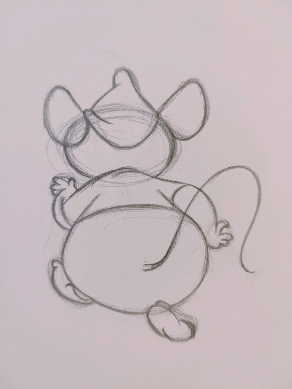 小老鼠简笔画 一个从小就害怕小老鼠的人,尝试着去画它的背面开始