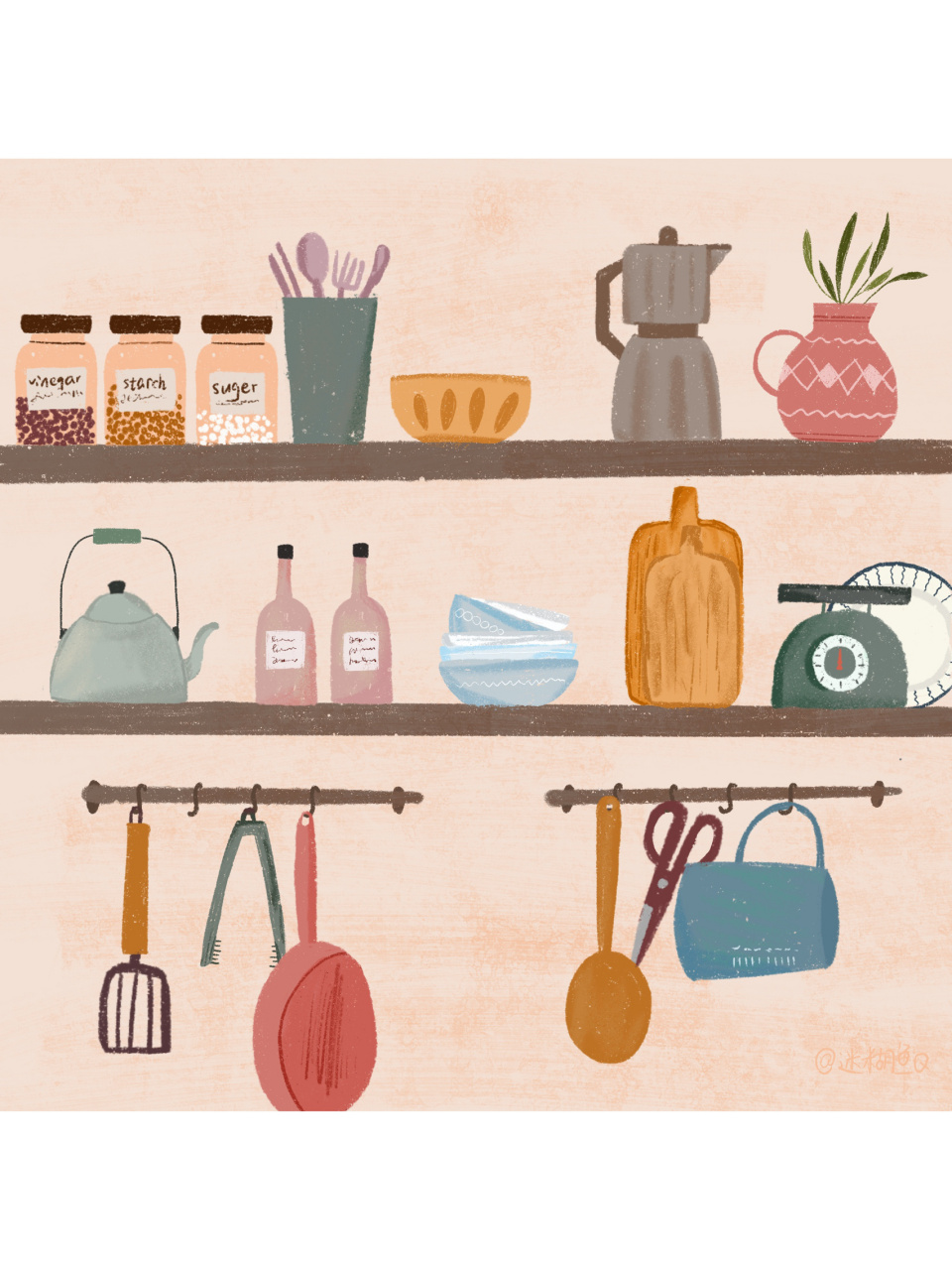 原创插画/2021年7月日历 虽然已到2021年,日历却还没画完,还剩4张