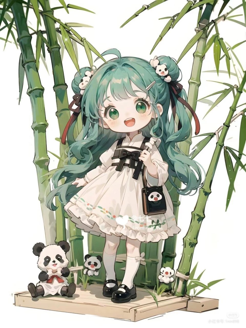 竹子和小女孩头像. 竹子