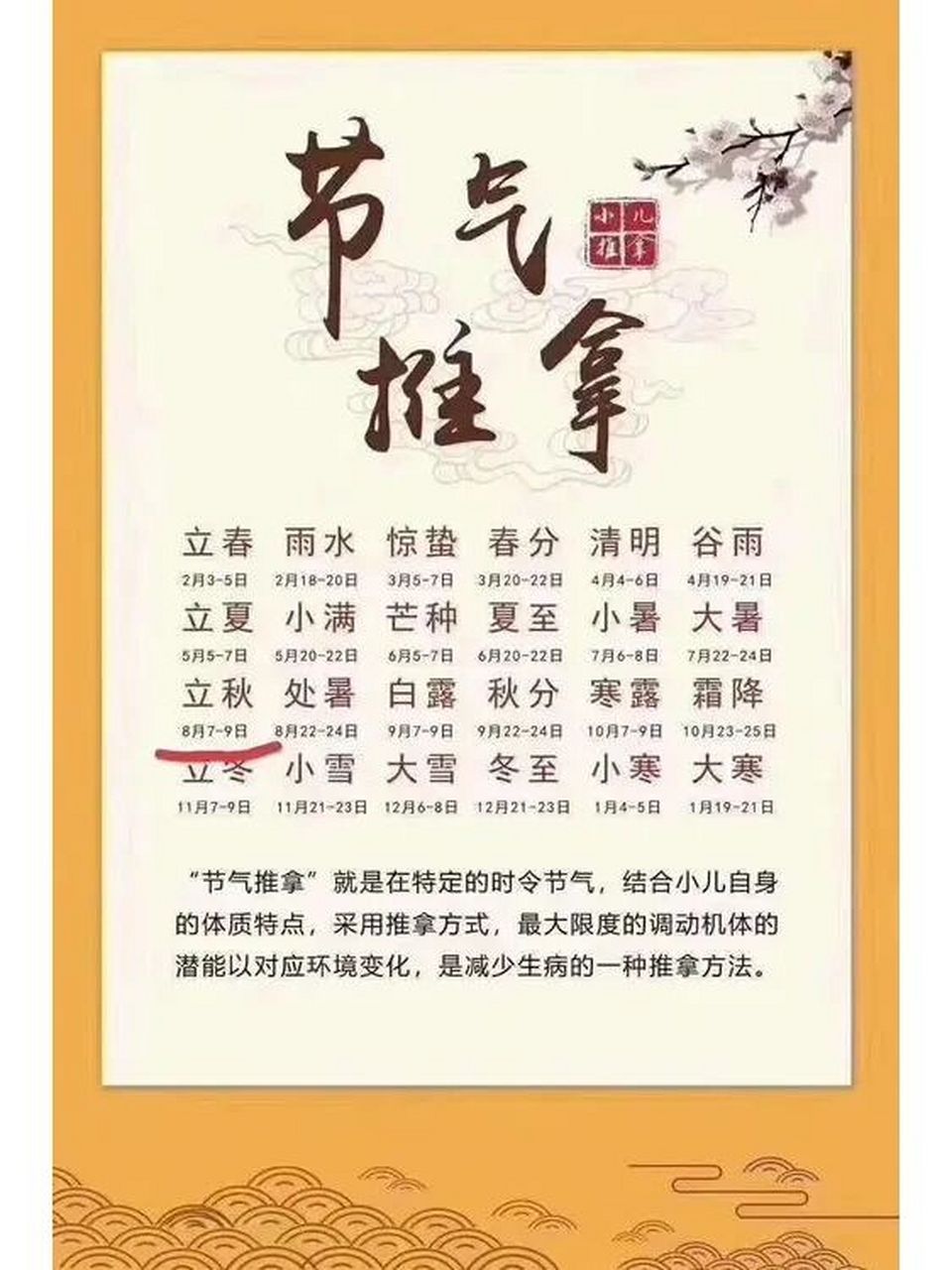 节气推拿 中医讲究的是"天人合一",大自然的每一次气的变化也是会对