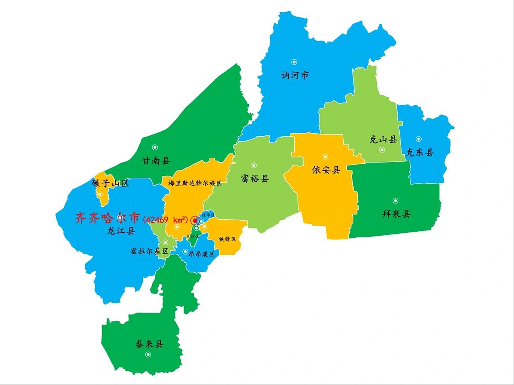黑龙江·齐齐哈尔市景区景点21个 下辖:7个市辖区:龙沙区,建华区,铁锋