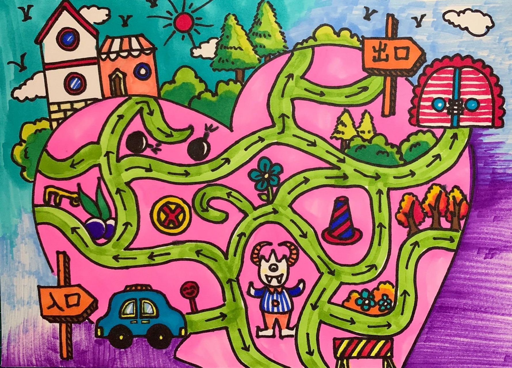 迷宫儿童画/创意画 一起去走迷宫寻找出口吧