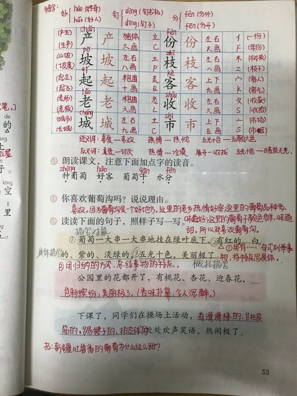 二年级上册语文 11《葡萄沟 课文主要介绍了新疆吐鲁番的葡萄沟是个