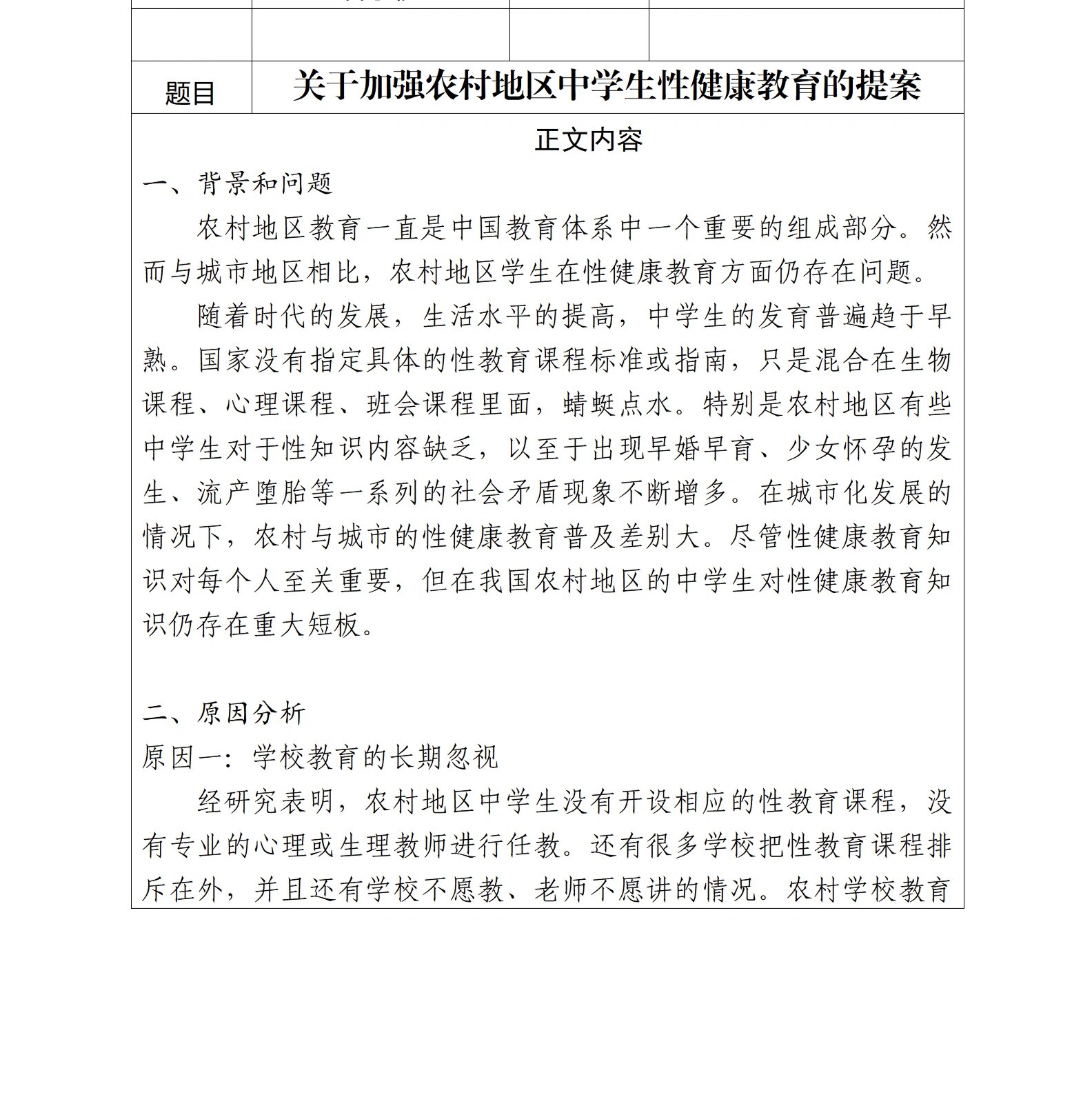 模拟政协提案