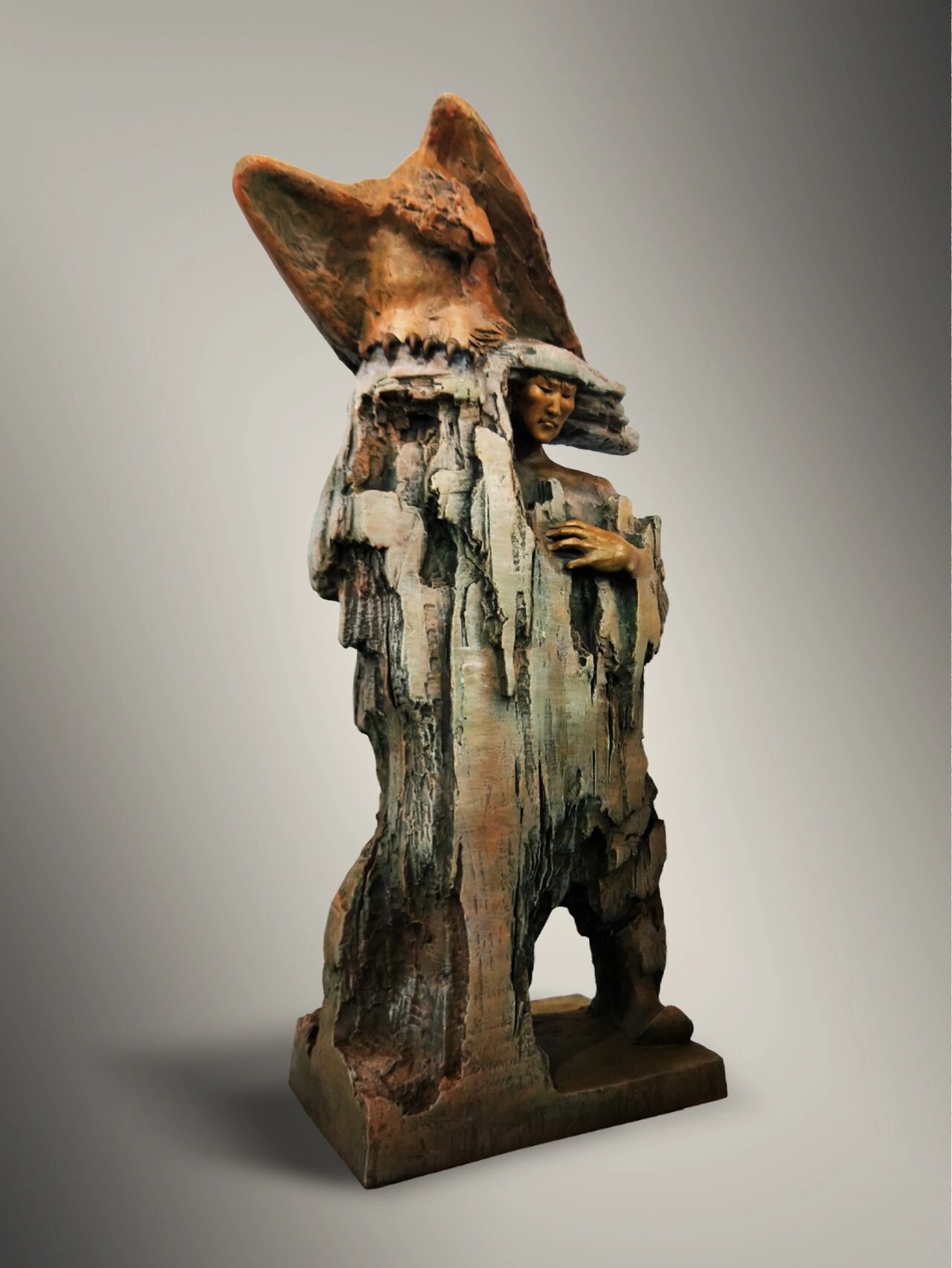 《猎人海力布—化石》陈栓柱原创雕塑作品