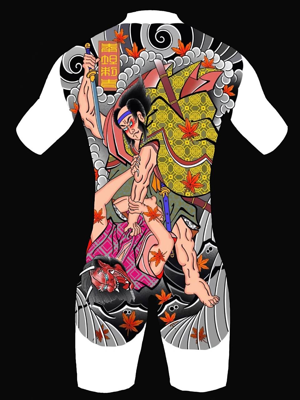 老传统满背纹身效果图(十一) 日式老传统满背纹身手稿