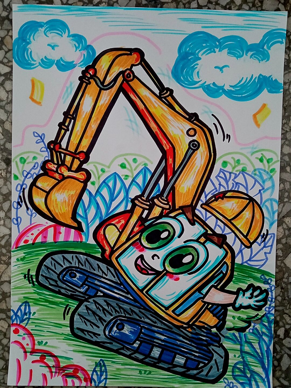 简笔画《挖掘机》